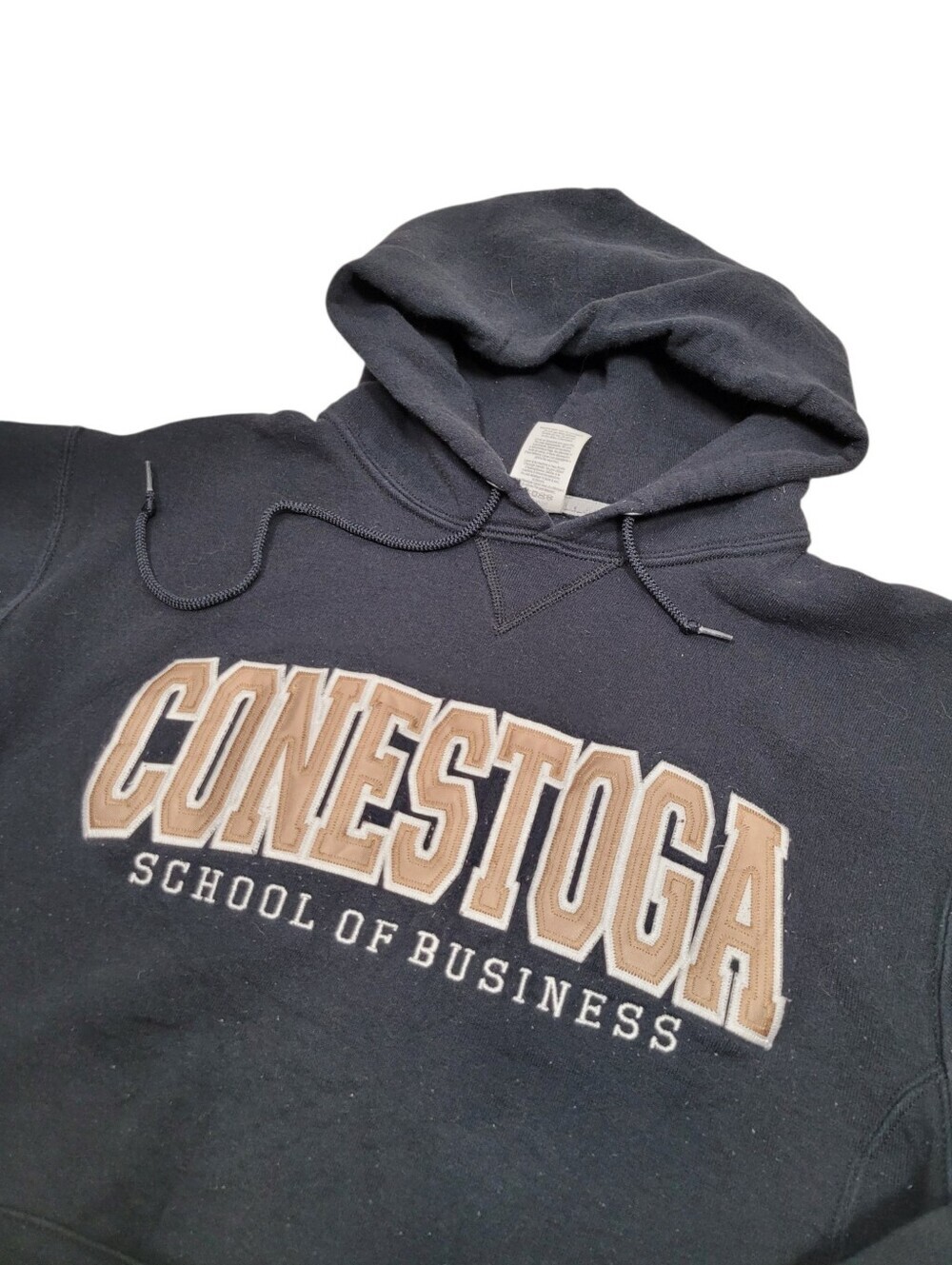 Vintage Russell Conestoga College Black Hoodie Sweatshirt Top Size: M